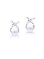 Elegant Pearl Stud Earrings for Women – Silver Tone Fashion Jewelry