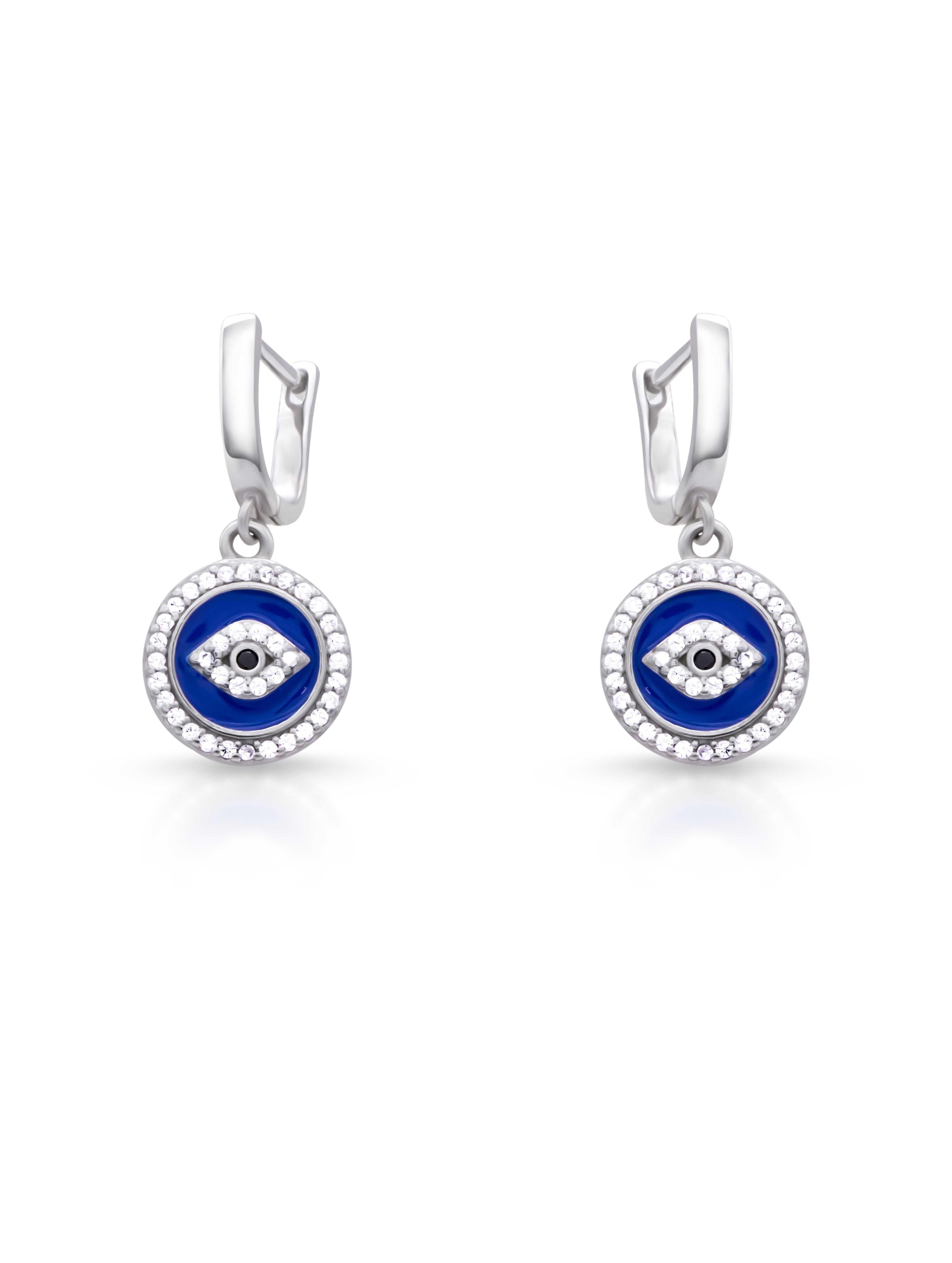 Blue Evil Eye Drop Earrings – Protective Charm Jewelry for Women