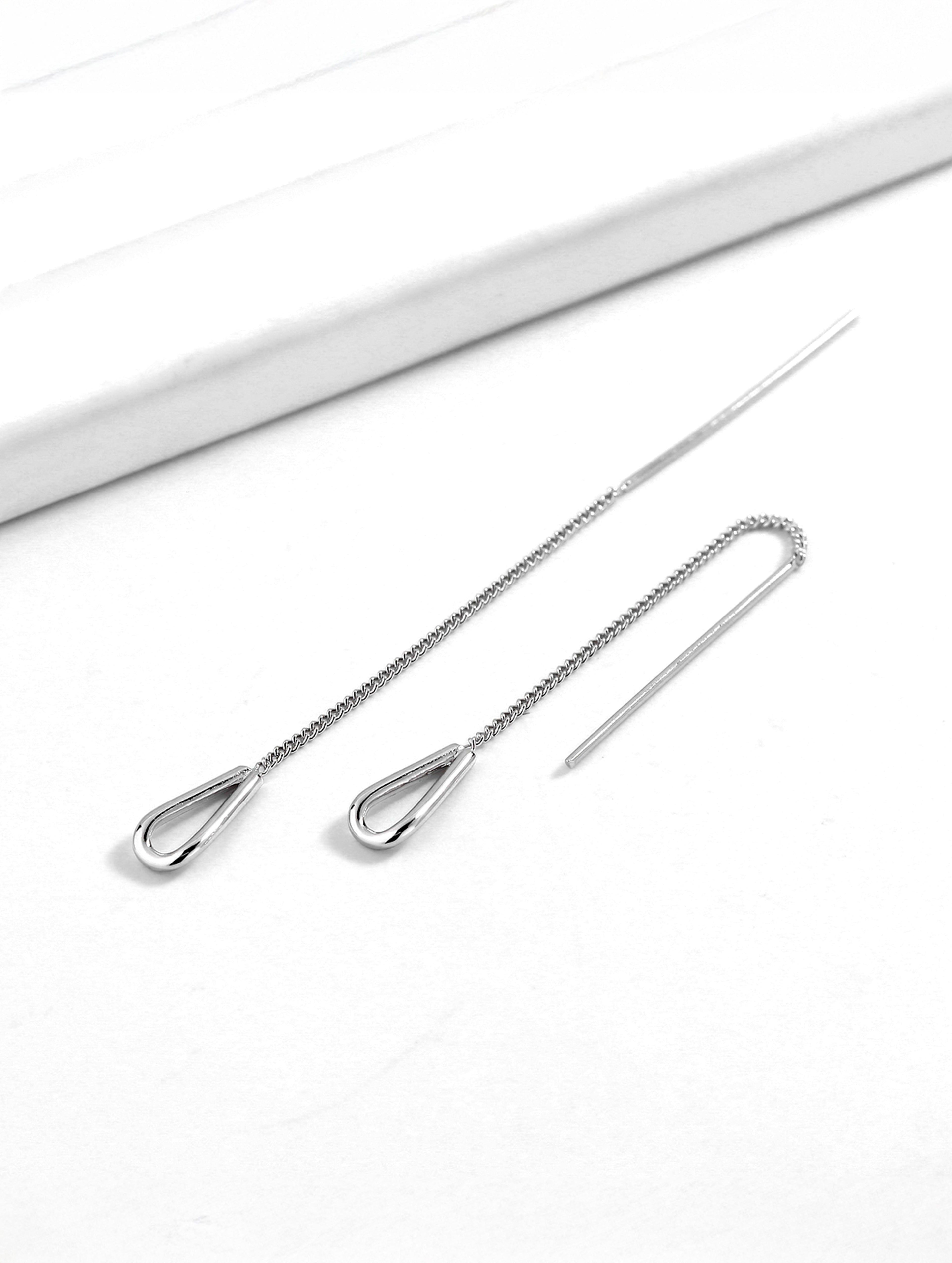 Minimalist Sterling Silver Drop Threader Earrings – Elegant Lightweight Daily Wear for Women | Joolclix