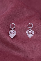 Elegant Pearl Drop Hoop Earrings – Silver Plated