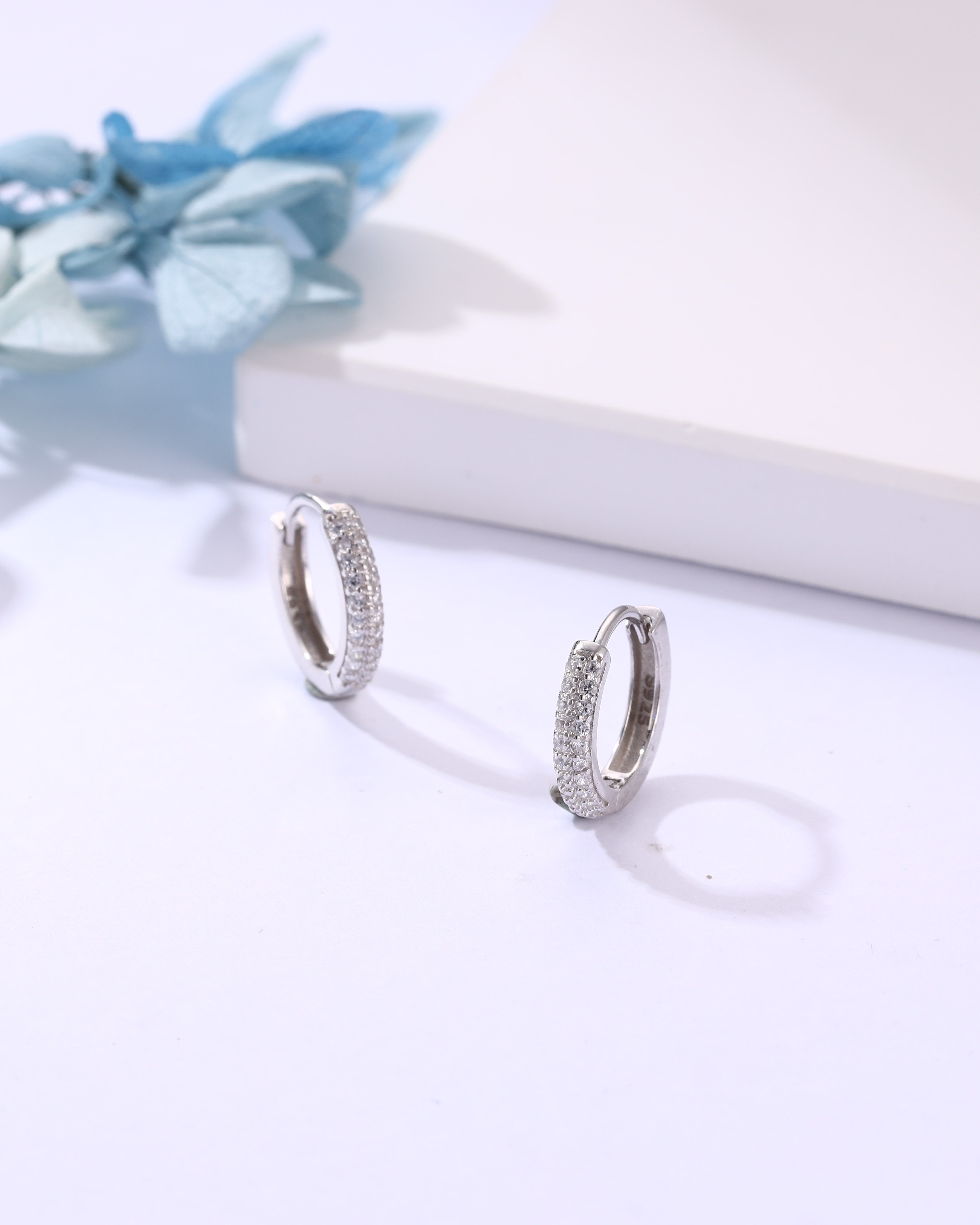 Elegant 925 Sterling Silver Micro-Pave Hoop Earrings – Daily Wear Minimalist Huggie Hoops | JoolClix