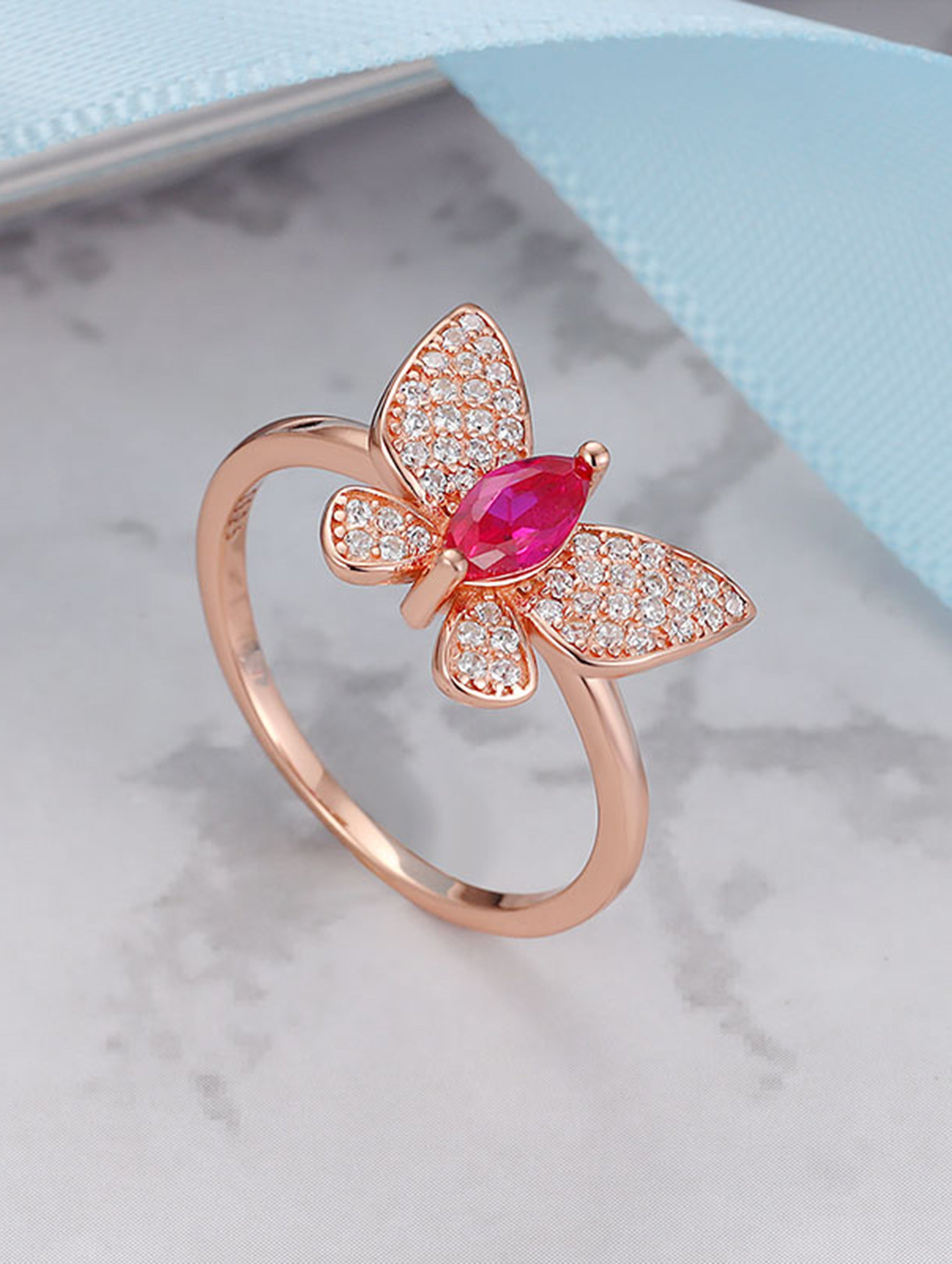Rose Gold Butterfly Ring – Sparkling Crystal Butterfly Jewelry for Women