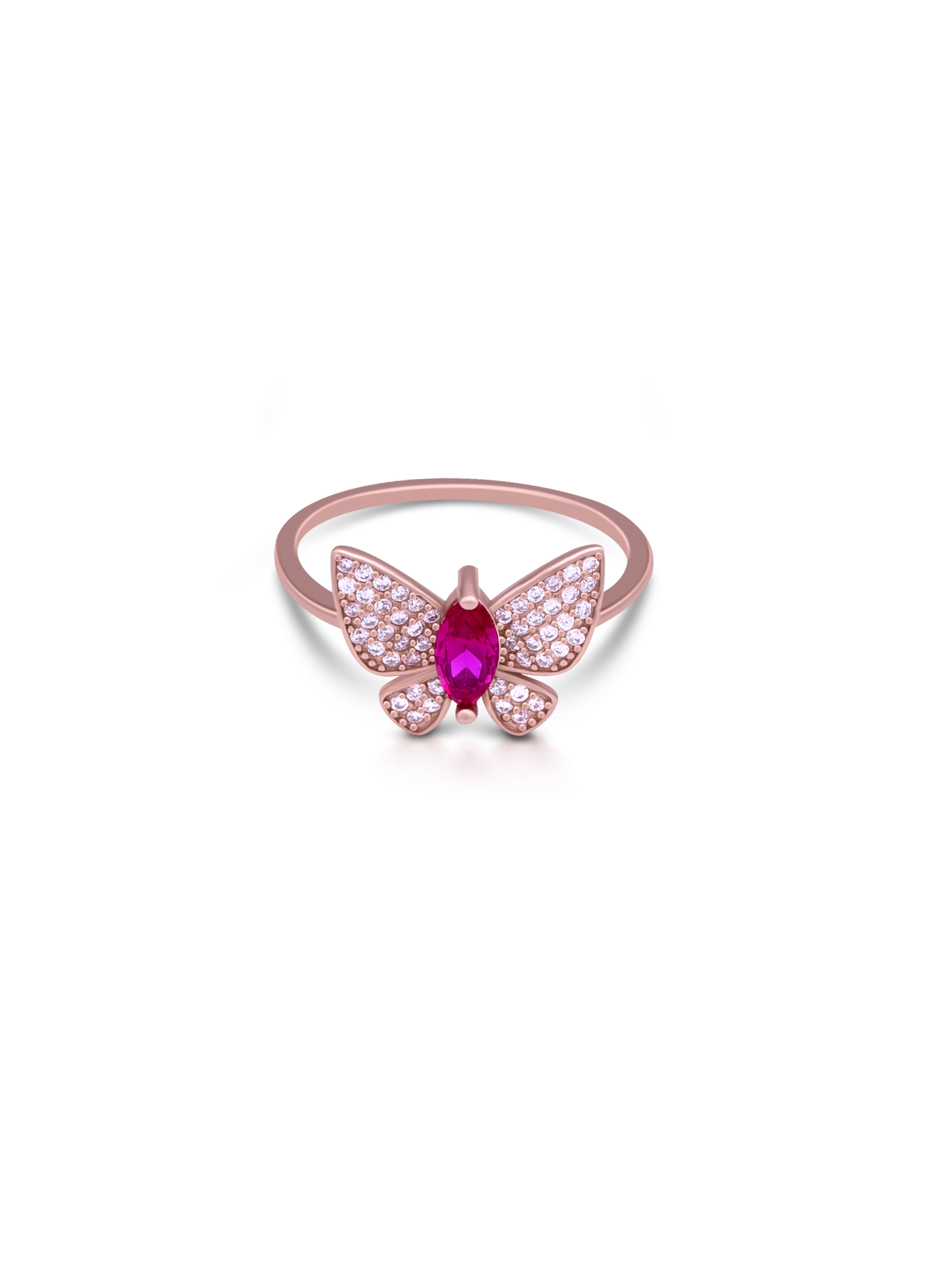 Rose Gold Butterfly Ring – Sparkling Crystal Butterfly Jewelry for Women