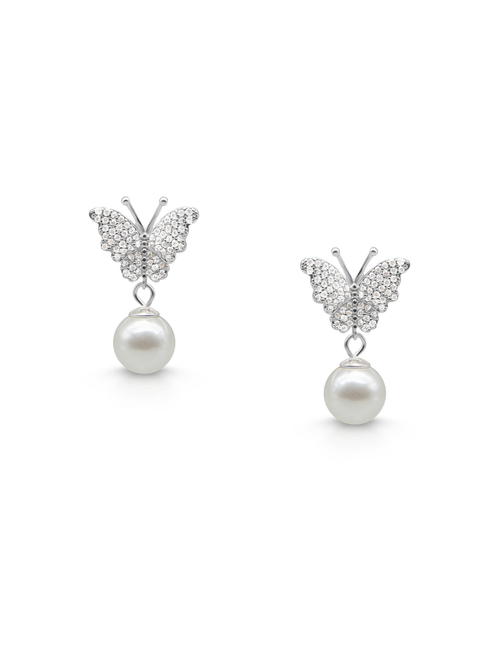 Butterfly Pearl Drop Earrings – Elegant & Lightweight | JoolClix