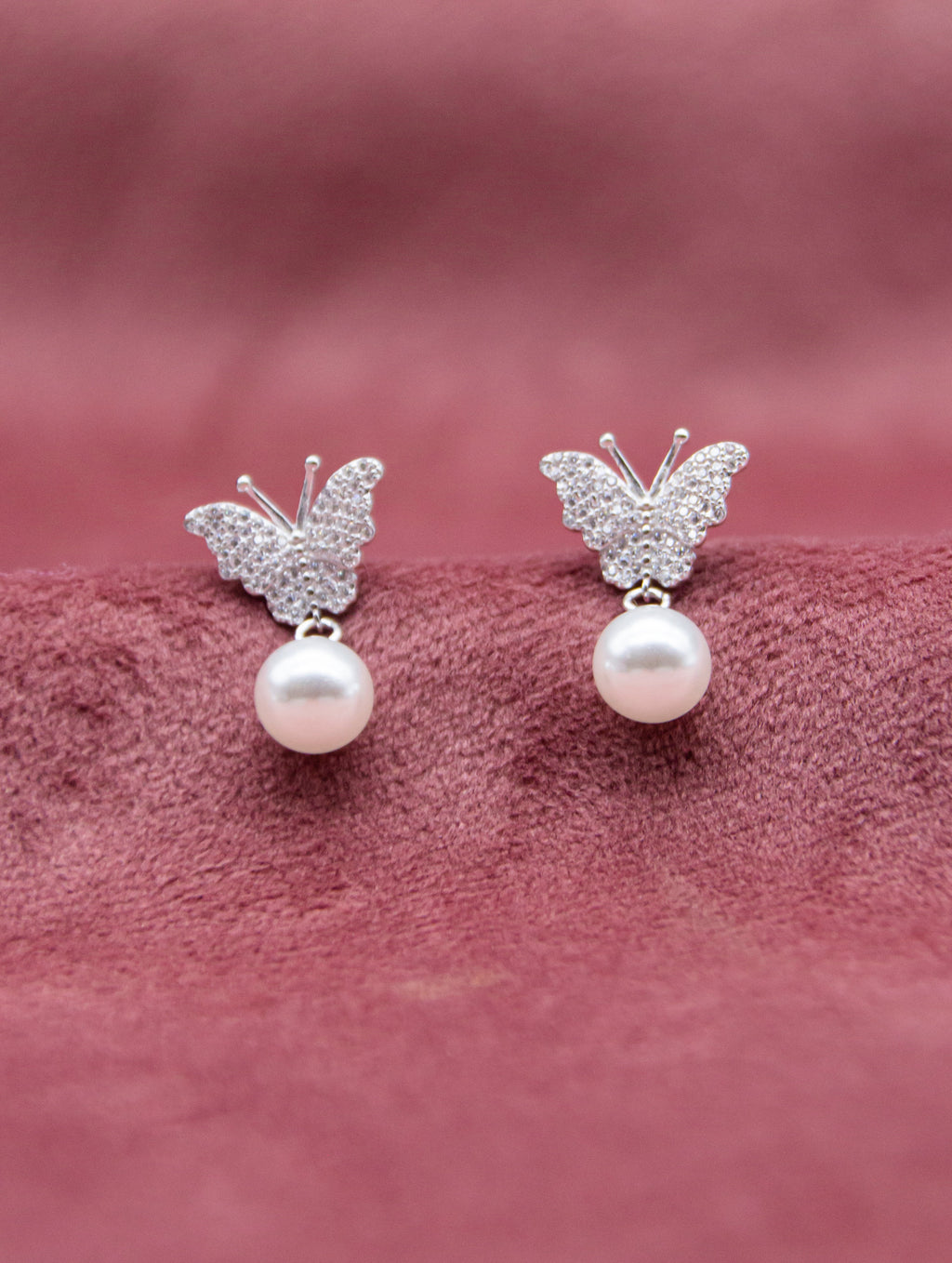 Butterfly Pearl Drop Earrings – Elegant & Lightweight | JoolClix