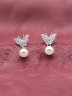 Butterfly Pearl Drop Earrings – Elegant & Lightweight | JoolClix