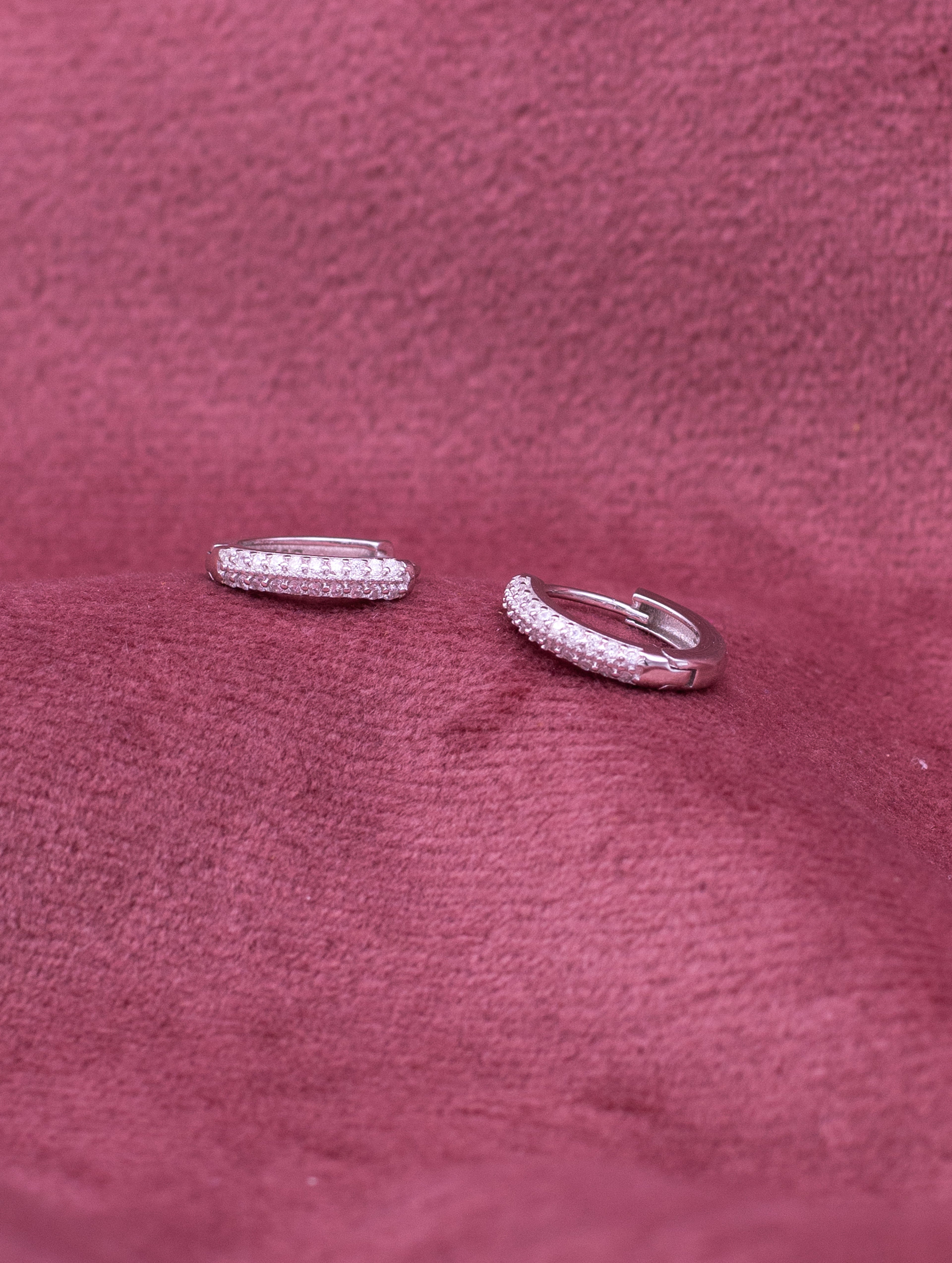 Elegant 925 Sterling Silver Micro-Pave Hoop Earrings – Daily Wear Minimalist Huggie Hoops | JoolClix