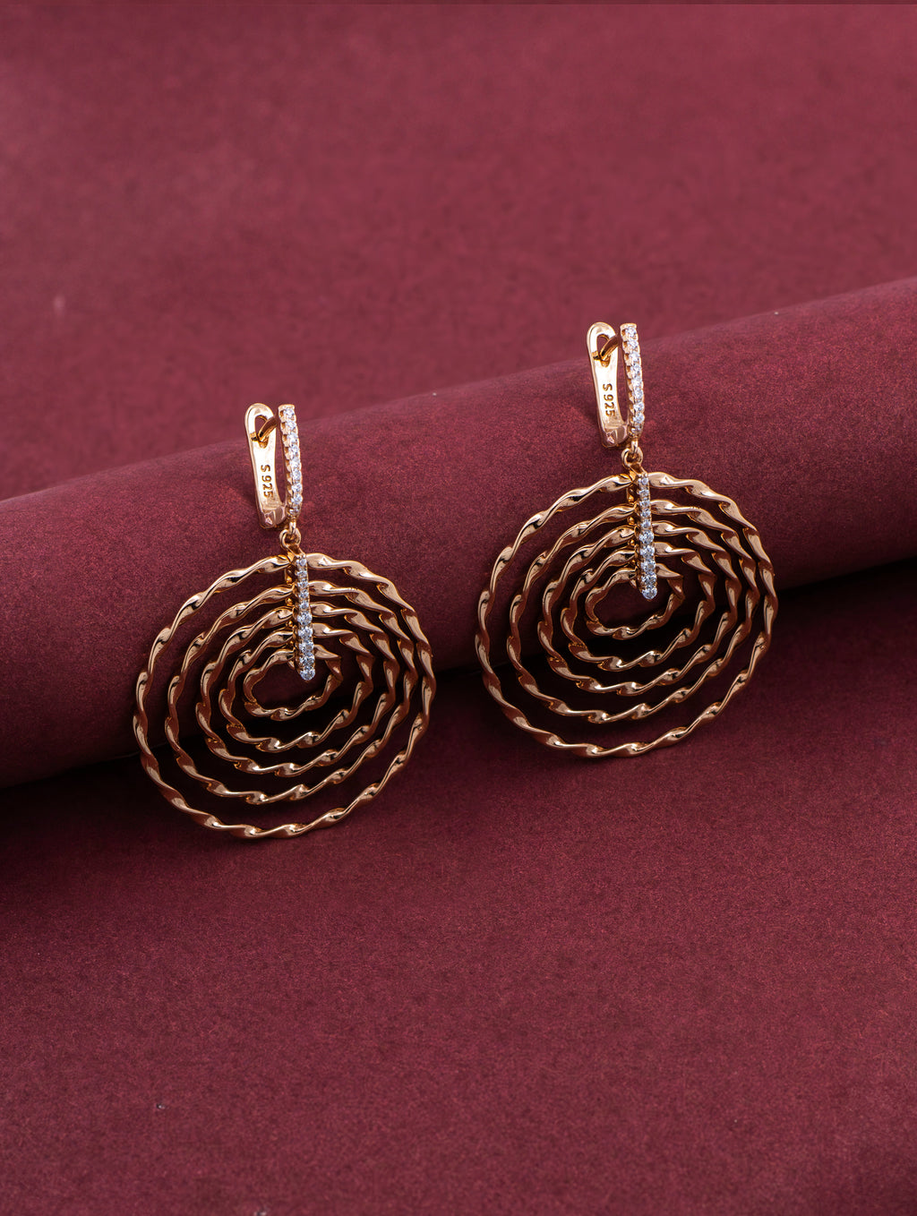 Gold Spiral Dangle Earrings – Elegant Layered Circle Earrings for Women | joolclix
