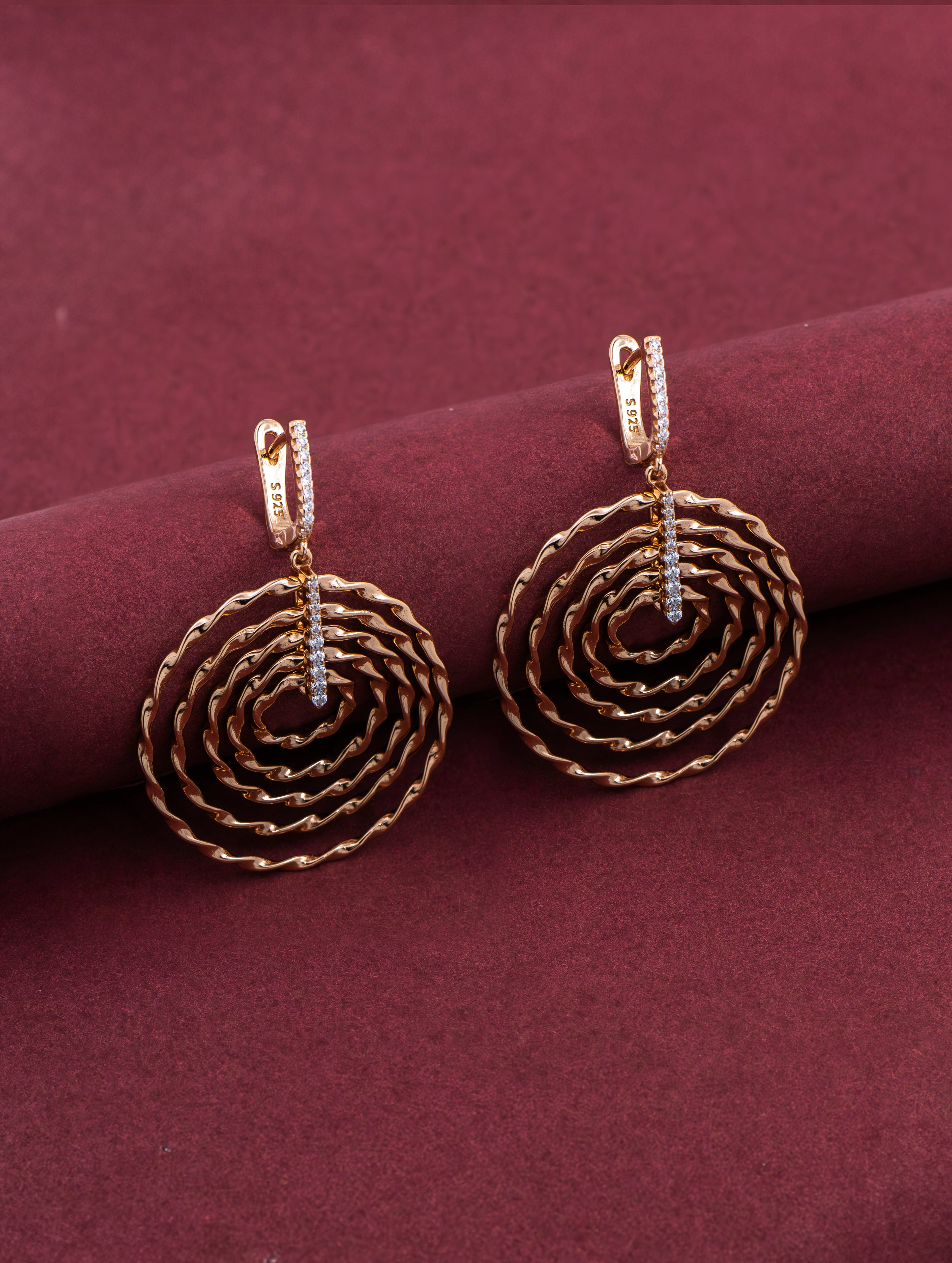Gold Spiral Dangle Earrings – Elegant Layered Circle Earrings for Women | joolclix